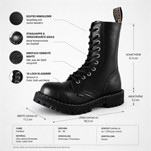 Steel Shoes & Boots - Full Black, 10-Loch Boots